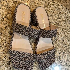 Stuart Weitzman Black and Brown Sandals Double Strap